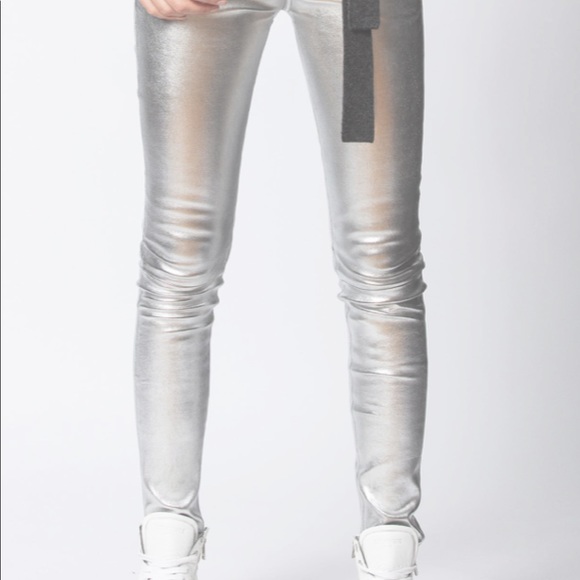 silver leather trousers